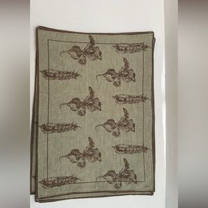 4 cloth vegetable, print placemats. Tan and beige print.